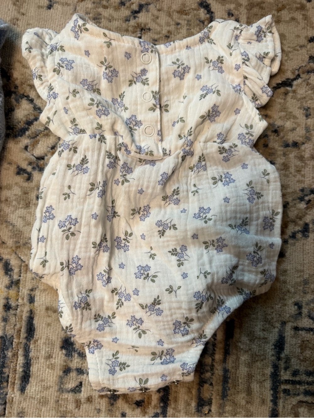 Light Blue Knit Baby Cardigan with Floral Bodysuit - Picture 3 of 5